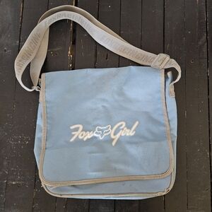 Fox Racing Riders Vintage Blue Grey Girl Messenger Bag Laptop Shoulder Y2K 90s